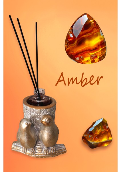 Amber Kokulu Oda Kokusu – Kuş Biblo Tasarım 100 ml Çubuklu