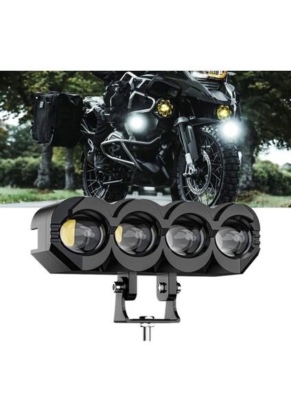 Motosiklet 4 LED Lazer Sis Farı Delici Beyaz Sarı Çift Renk Metal Baykuş LED Işık fiyatları