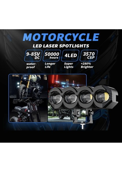 Motosiklet 4 LED Lazer Sis Farı Delici Beyaz Sarı Çift Renk Metal Baykuş LED Işık indirimleri