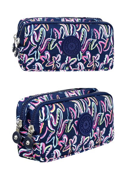 Unisex Krinkıl Kumaş Kalemlik – Su Geçirmez, Dayanıklı, Çift Bölmeli, Çok Gözlü Kalem Kutusu | Okul ve Ofis Kullanımı Için Hafif ve Geniş Iç Hacimli Tasarım