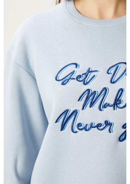Kadın Dress Nakışlı Mavi Sweatshirt indirimleri