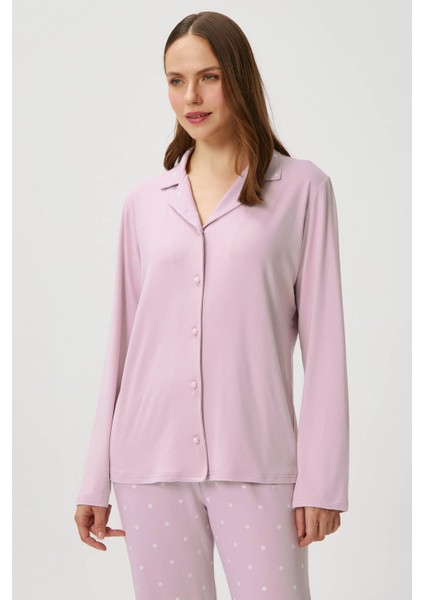 Kadın Efsa Puantiye Extra Soft Lila Pijama Takımı