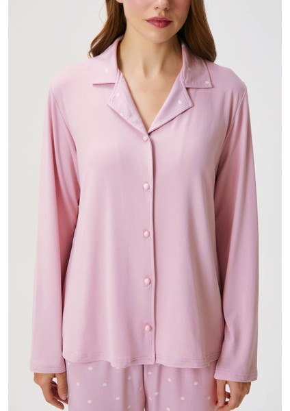 Kadın Efsa Puantiye Extra Soft Lila Pijama Takımı