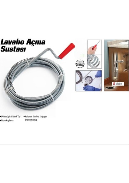 Lavabo ve Gider Boruları Açacağı - Lavabo Açma Sustası - 8metre (4987)