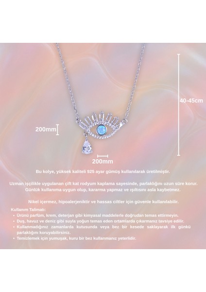 Mavi Opal Göz Nazar Kolye - 925 Ayar Gümüş - Zirkon Detaylı fırsatları