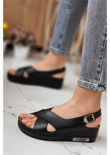Utari Kadın Ortopedik Şık Konfor Modeli Anatomik Taban Topuklu Günlük Outdoor Sandalet fırsatları