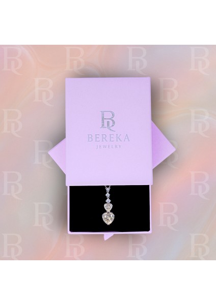 Özel Tasarım Sarı Kalp Taşlı Sallantılı Kolye - 925 Ayar Gümüş modelleri