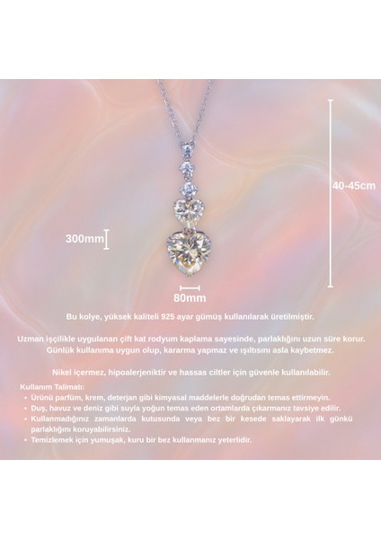 Özel Tasarım Sarı Kalp Taşlı Sallantılı Kolye - 925 Ayar Gümüş fırsatları