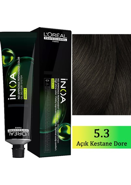 Loreal Professionnel Inoa - Amonyaksız Saç Boyası No: 5.3 Açık Kestane Dore 60G