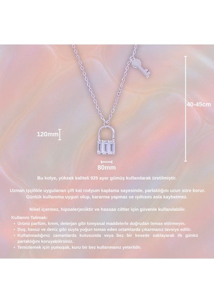 Asma Kilit Gümüş Kolye – 925 Ayar Gümüş – Minimal Tasarım - Kalbimin Anahtarı Sensin fırsatları