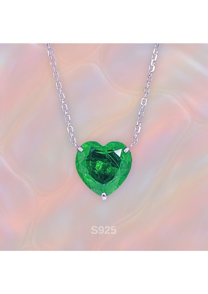 Zümrüt Yeşili Kalp Candy Kolye – 925 Ayar Gümüş