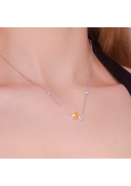 Çift Kalpli Renkli Zirkon Kolye - 925 Ayar Gümüş - Kalbimiz Yanyana fiyatları