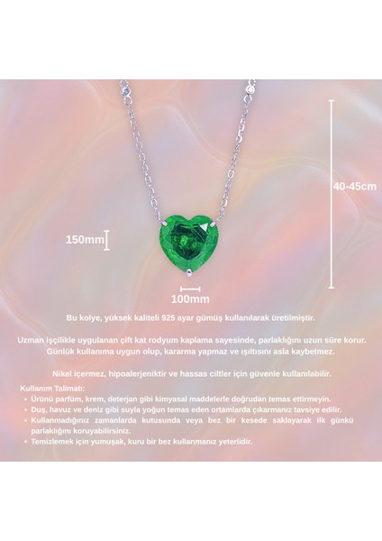 Zümrüt Yeşili Kalp Candy Kolye – 925 Ayar Gümüş fırsatları