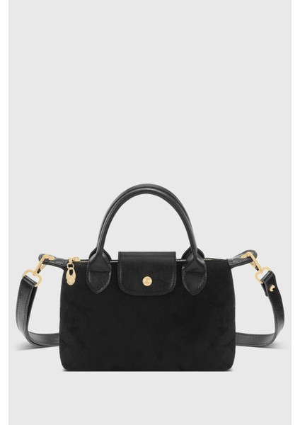 Süet Siyah El Ve Omuz Çok Yönlü Pu Deri Çapraz Asklı Çanta 255