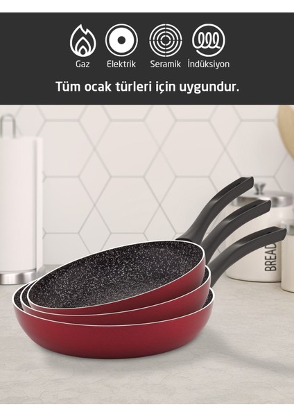 Prime Granit 3 Pcs Tava Seti Kapaksız Indüksiyonlu (18/22/26CM)