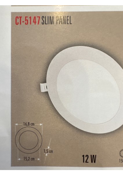 12W Yuvarlak LED Panel S/a 3200K Günışığı Alü CT-5147G indirimleri