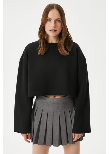 Kadın Vegas Siyah Şardonlu Crop Sweatshirt fiyatları