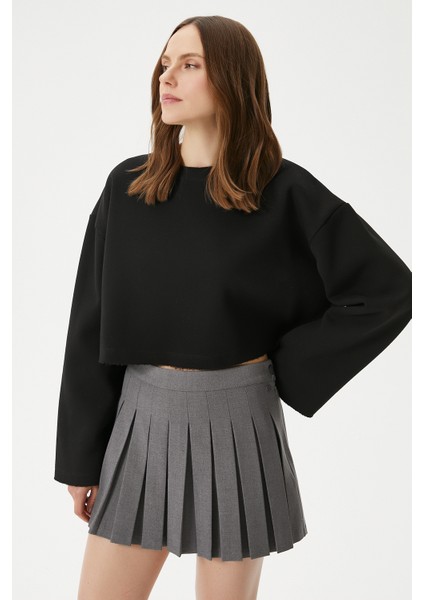 Kadın Vegas Siyah Şardonlu Crop Sweatshirt fırsatları