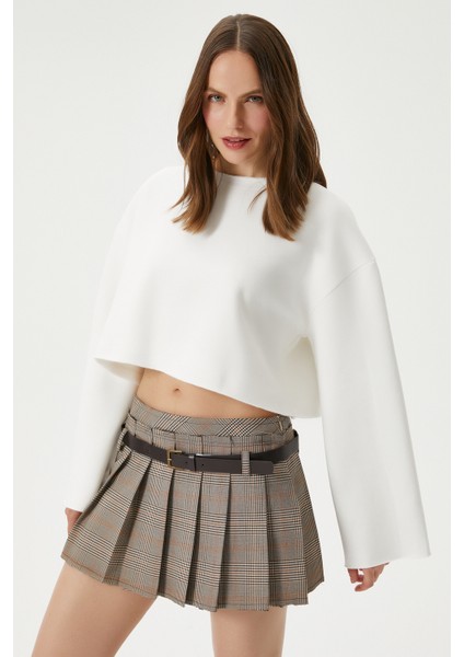 Kadın Vegas Ekru Şardonlu Crop Sweatshirt fiyatları