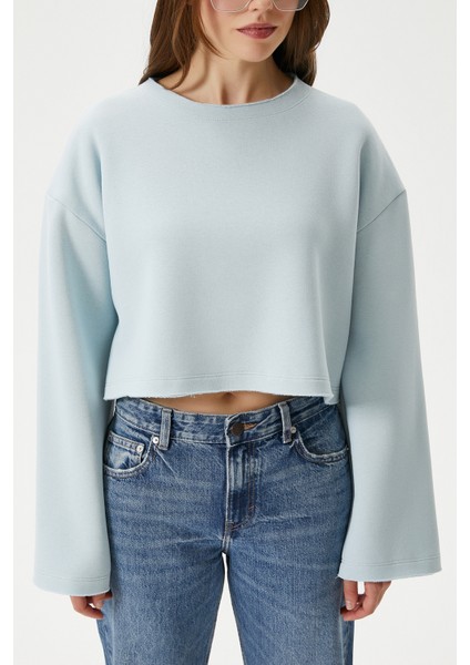 Kadın Vegas Mavi Şardonlu Crop Sweatshirt fiyatları