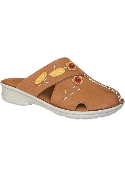 25Y NBL08 Taba Kadın Hakiki Deri Günlük Terlik
