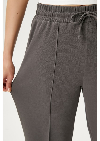 Kadın Moment Bağcıklı Likralı Bel Lastikli Antrasit Palazzo Pantolon fiyatları