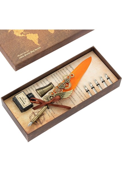 Featherpen Kuş Tüy Kalem Mürekkepli Divit Yazı Seti