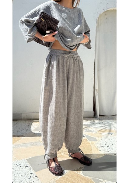 Bohem Kesim Asimetrik Bluz ve Pantolon Takım modelleri