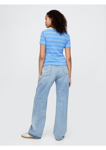Kadın Mavi Modern Gap Logo Crop T-Shirt fırsatları