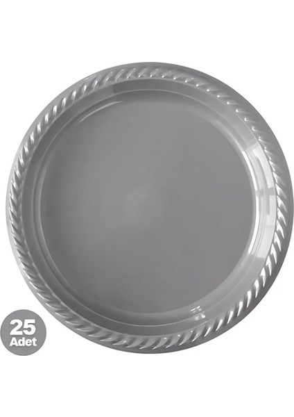 Gümüş Plastik Tabak 25 Adet