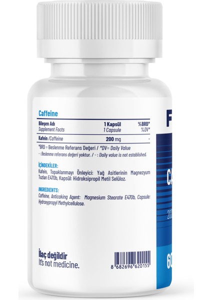 CAFFEİNE 200mg - 60 Kapsül fiyatları