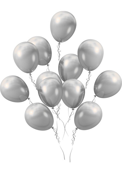 Gümüş Metalik Balon 100 Adet 11 Inç 28 cm