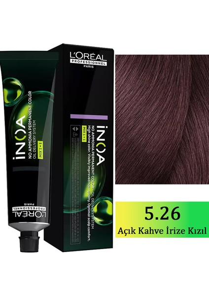 L'oreal Professionnel Inoa - Amonyaksız Saç Boyası No: 5.26 Açık Kahve Irize Kızıl 60G
