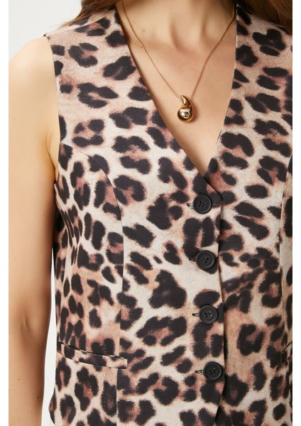 Kadın Style Leopar Astarlı Dokuma Yelek fırsatları