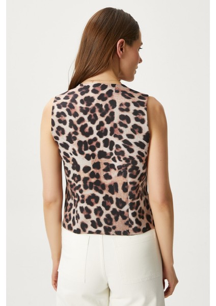 Kadın Style Leopar Astarlı Dokuma Yelek