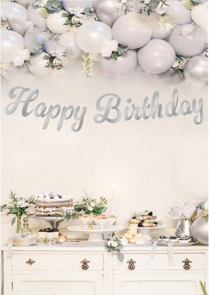 Happy Birthday Gümüş Kaligrafi Banner