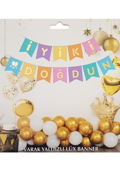 Renkli Altın Yaldızlı Iyiki Doğdun Uzar Banner