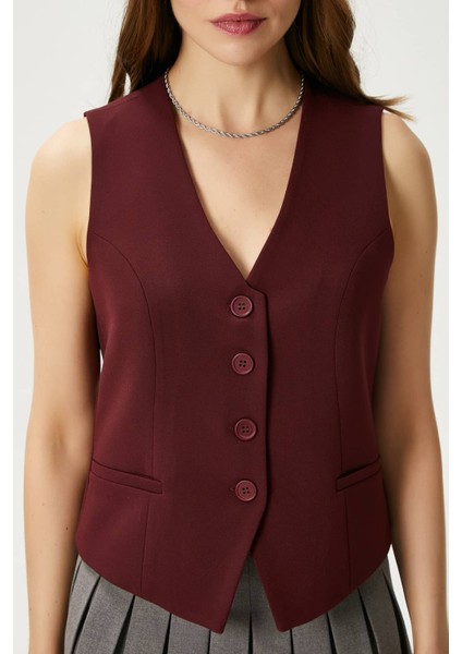 Kadın Style Bordo Astarlı Dokuma Yelek fiyatları