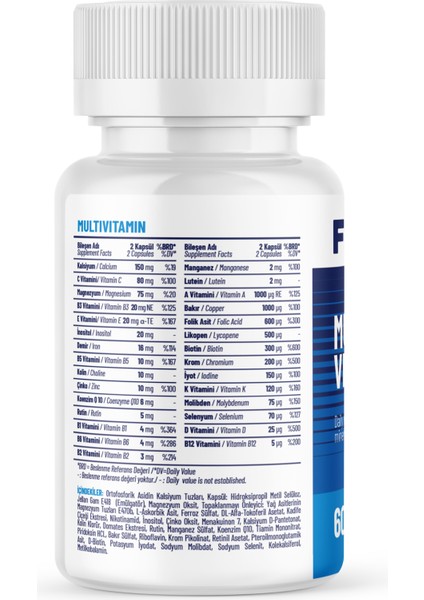 MULTİVİTAMİN - 60 Kapsül fiyatları