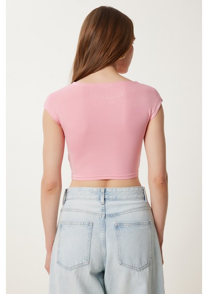 2’li Paket Basic Crop Örme Bluz LZV0017 Pembe Sarı indirimleri