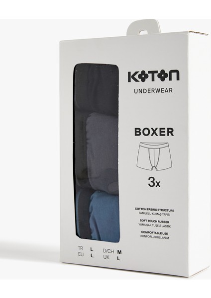 Pamuklu Regular Fit Şerit Detaylı 3'lü Boxer Seti fiyatları