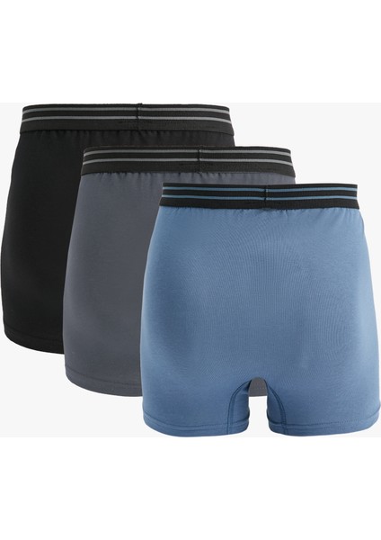 Pamuklu Regular Fit Şerit Detaylı 3'lü Boxer Seti modelleri