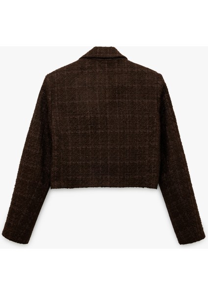 Slim Fit Kruvaze Uzun Kollu Tüvit Crop Blazer Ceket fırsatları