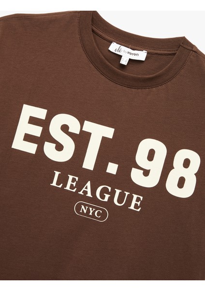 Kısa Kollu Bisiklet Yaka Baskılı Oversize Tişört modelleri