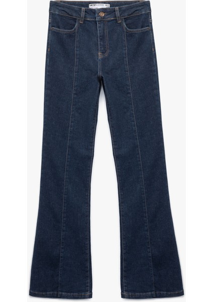 Pamuklu Yüksek Bel Dar Kalıp Ispanyol Paça Jean Pantolon - Flare Jeans