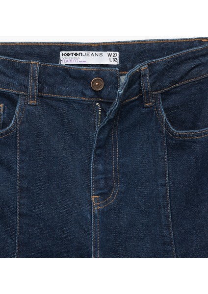 Pamuklu Yüksek Bel Dar Kalıp Ispanyol Paça Jean Pantolon - Flare Jeans fırsatları
