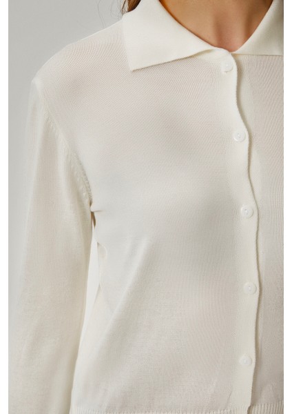 Kadın Thin Polo Yaka Ince Krem Hırka fırsatları