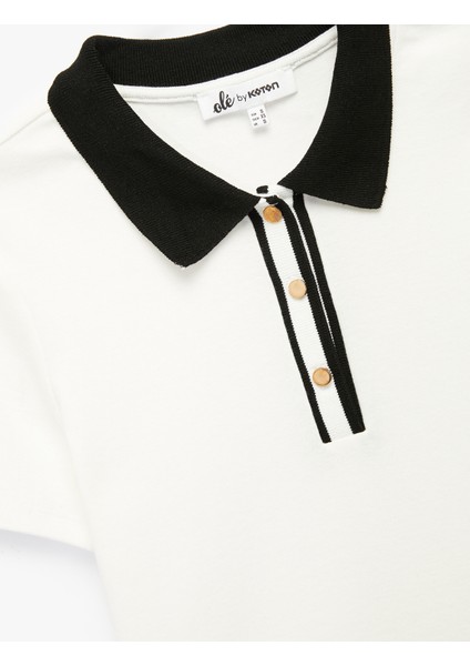 Düğmeli Çizgili Kısa Kollu Pamuklu Polo Yaka Tişört modelleri