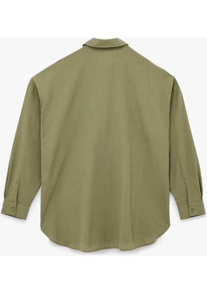 Pamuklu Klasik Yaka Düğmeli Uzun Kollu Oversize Gömlek fiyatları