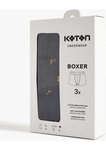 Pamuklu Şimşek Baskılı 3'lü Boxer Seti fiyatları